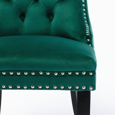 Contemporary Green Velvet Dining Chair Set