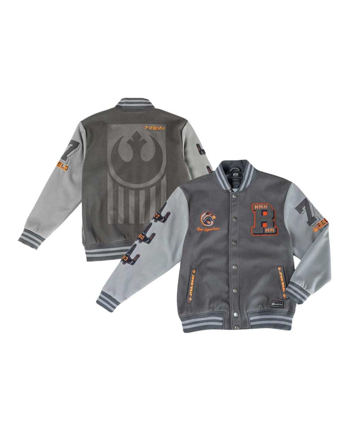 Loungefly Men's And Women's Gray Star Wars Rebel Alliance Varsity Full-snap Jacket