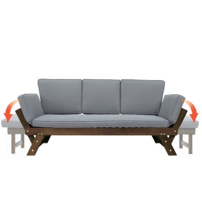Streamdale Adjustable Patio Daybed Sofa with Gray Cushions