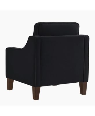 Simplie Fun Black Velvet Accent Chair with Wooden Legs