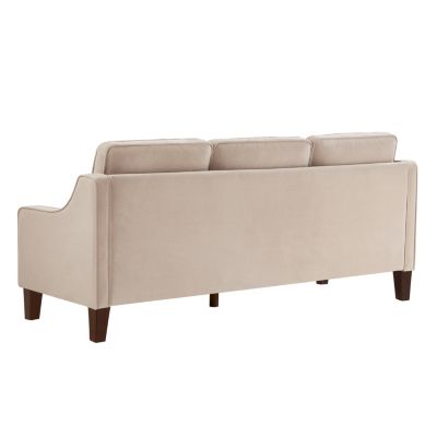 Velvet 3-Seat Sofa with Wood Legs