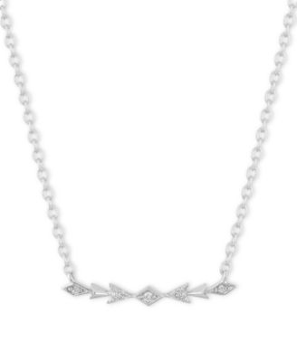 Disney Enchanted Vault - Diamond Elsa Frozen Fractal Bar Pendant Necklace (1/20 ct. t.w.) in Sterling Silver, 16" + 2" extender