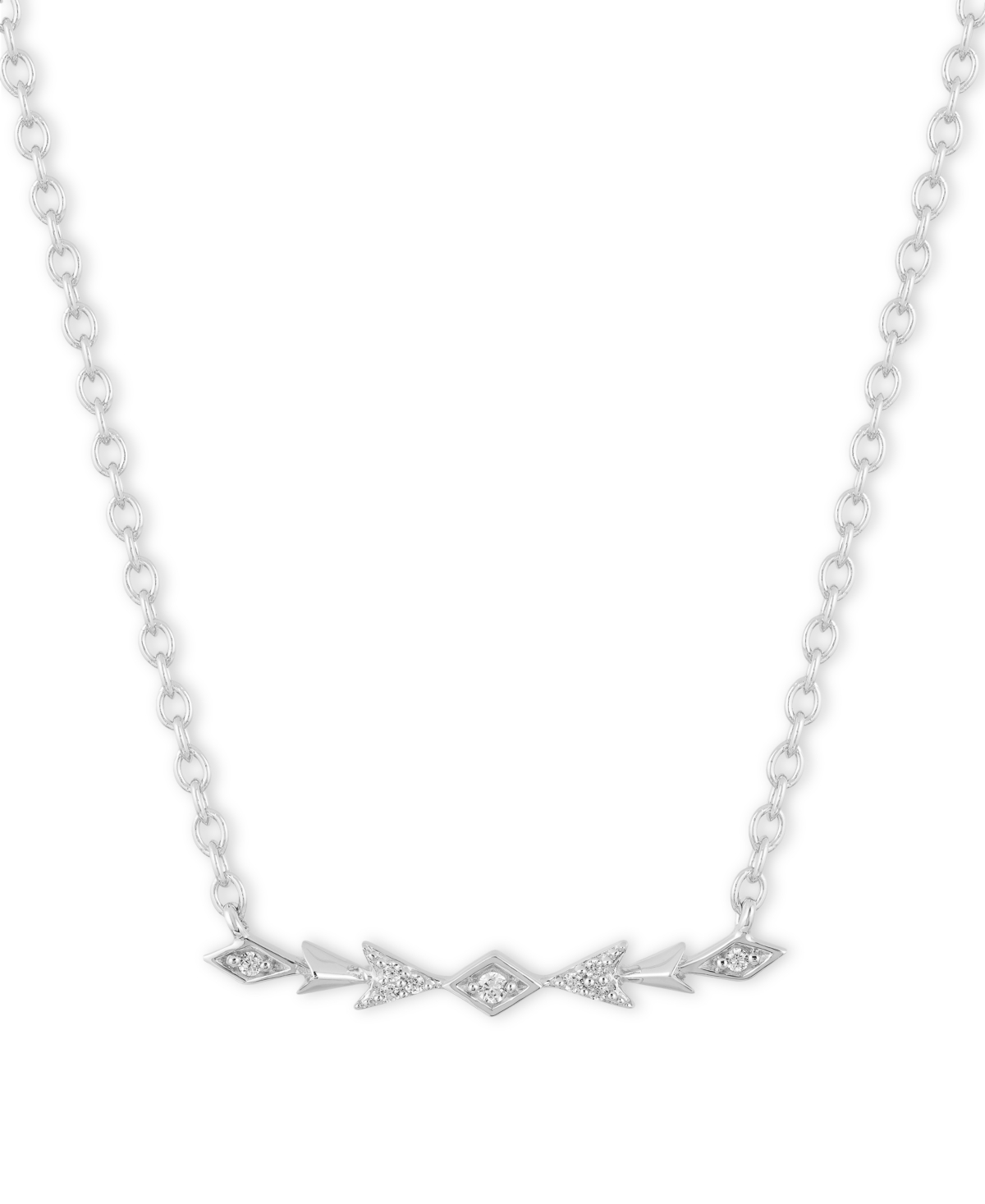 DISNEY ENCHANTED VAULT DIAMOND ELSA FROZEN FRACTAL BAR PENDANT NECKLACE (1/20 CT. T.W.) IN STERLING SILVER, 16" + 2" EXTEND 