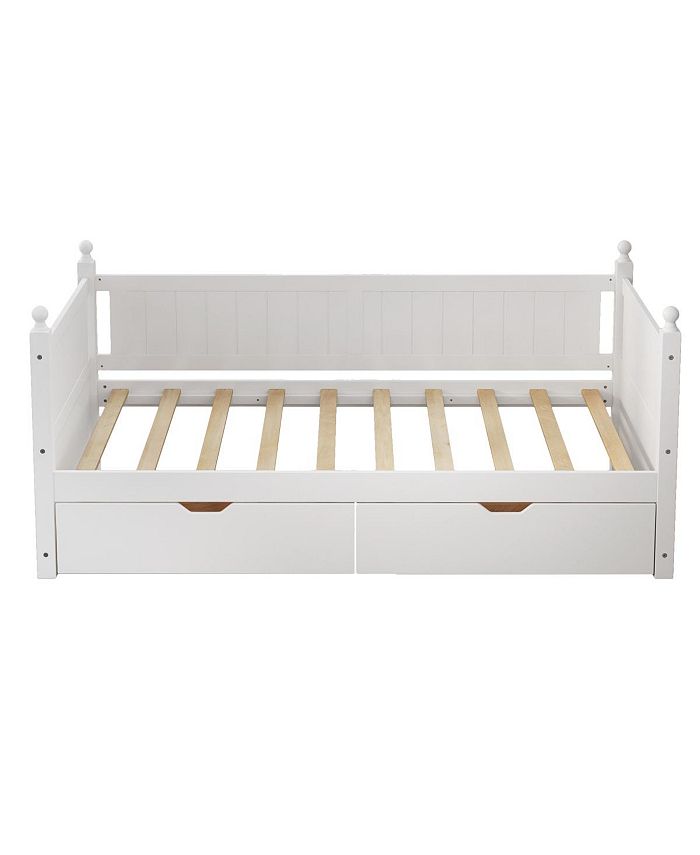 Simplie Fun Twin Size Solid Wood Daybed With 2 Drawers For Limited
