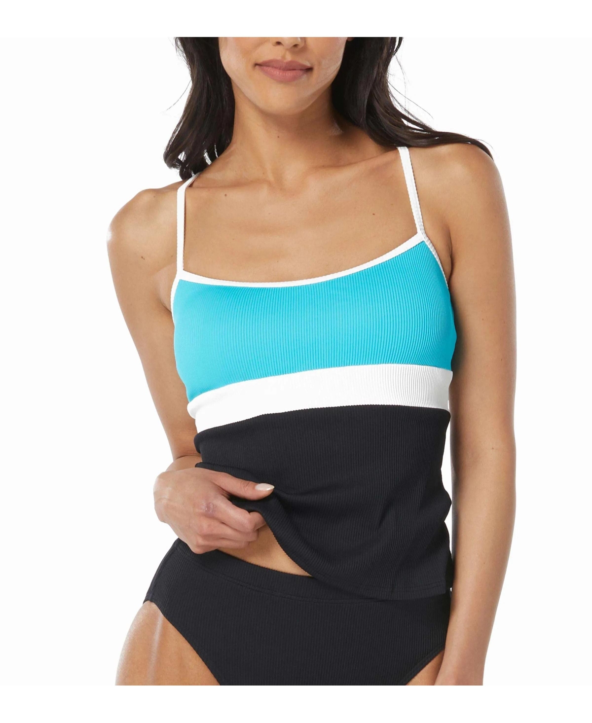 Beach House Sport Women's Flex Ribbed Tankini Top - 001 black