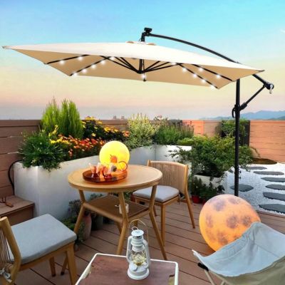 Streamdale Solar Powered LED Patio Umbrella with Crank & Base