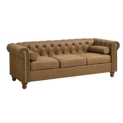 Streamdale Large Fabric Sofa – Chesterfield Design – Tufted Upholstery Living Room Couch