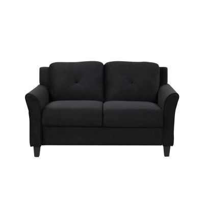 Streamdale Fashionable Living Room Sofa With Double Seats, Black Fabric