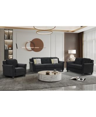 Streamdale Fashionable Living Room Sofa With Double Seats, Black Fabric