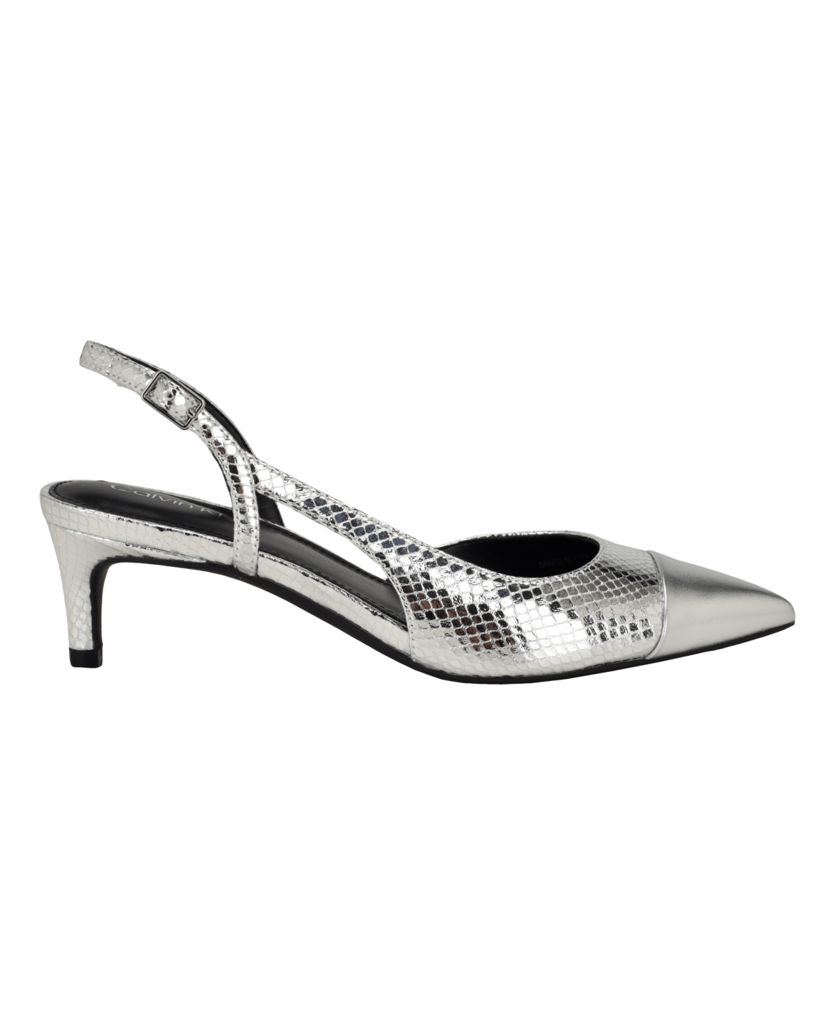 Calvin Klein Slingback Kitten Heel Pump In Silver Snake