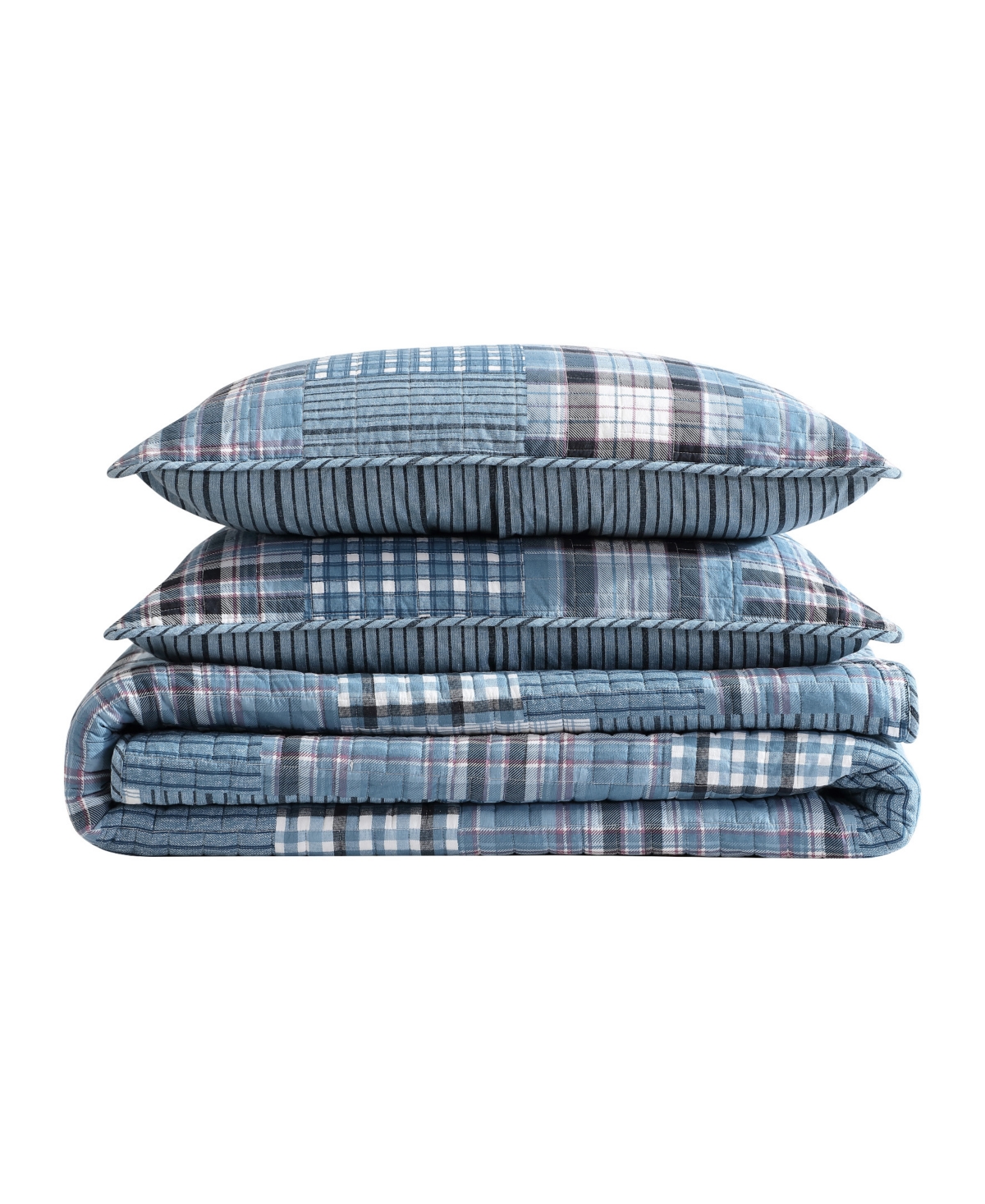 Eddie Bauer Hawthorne Reversible 3 Piece Quilt Set, Full/queen In Spring White,blue,purple