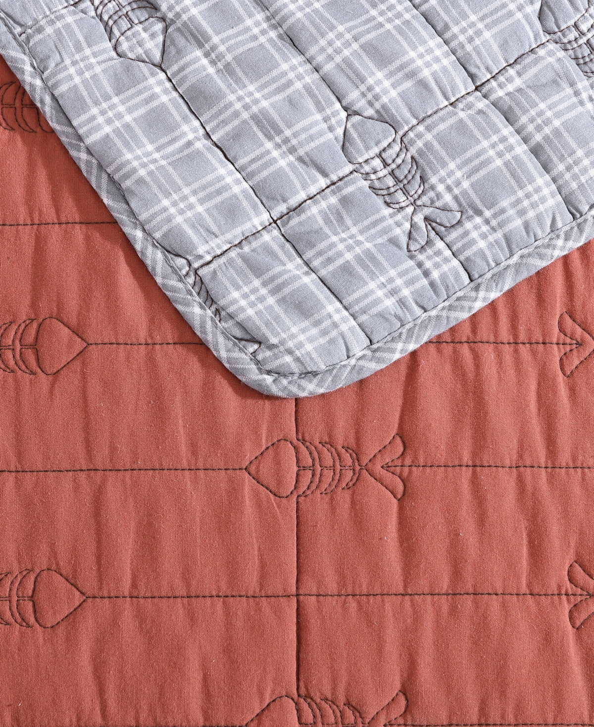 Eddie Bauer Troutdale Reversible 3 Piece Quilt Set, King In Ginger Orange