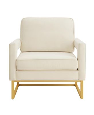 Streamdale Gold Metal Base Velvet Upholstered Accent Chair