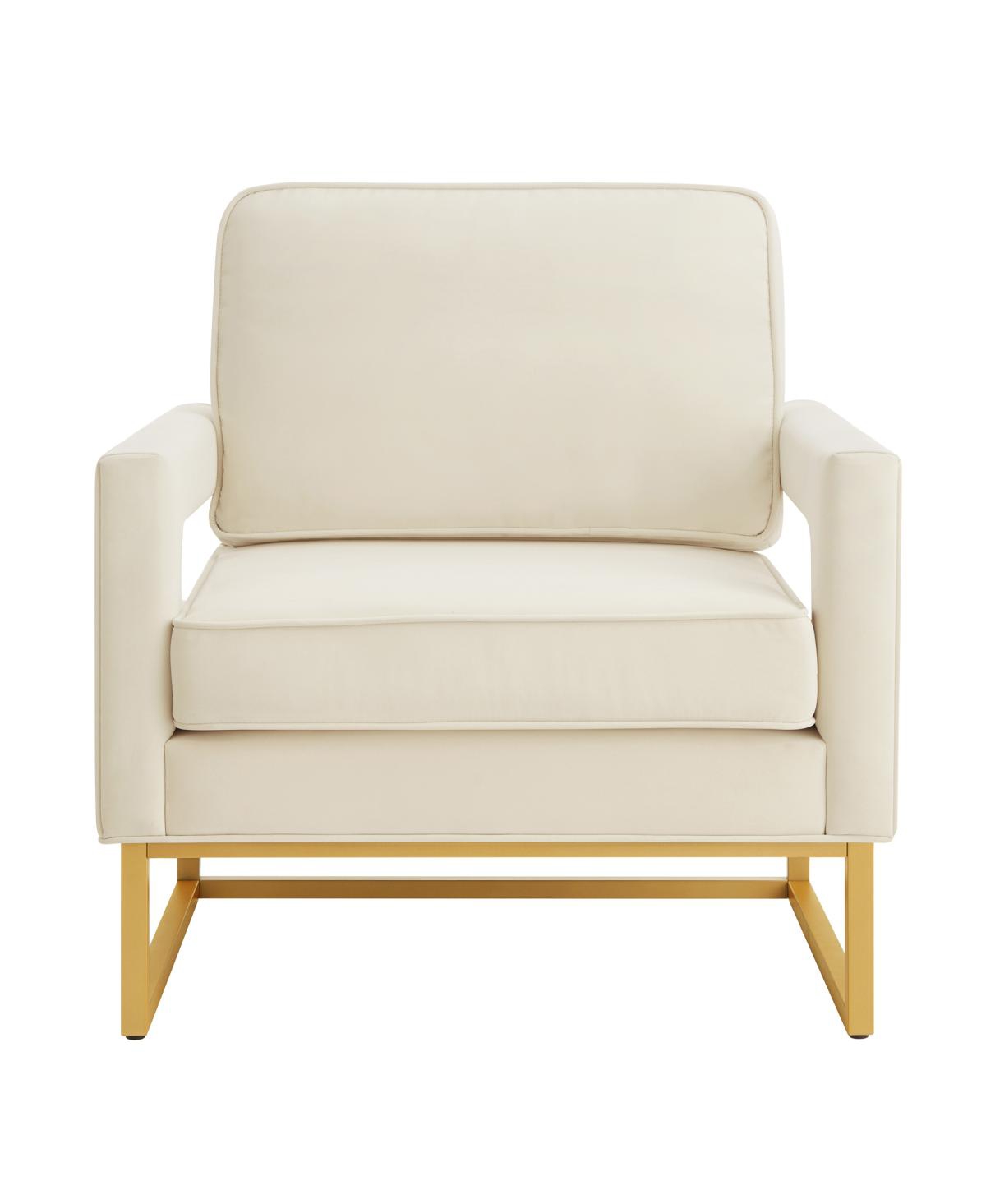 Simplie Fun Gold Metal Base Velvet Upholstered Accent Chair