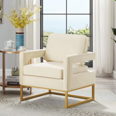 Streamdale Gold Metal Base Velvet Upholstered Accent Chair