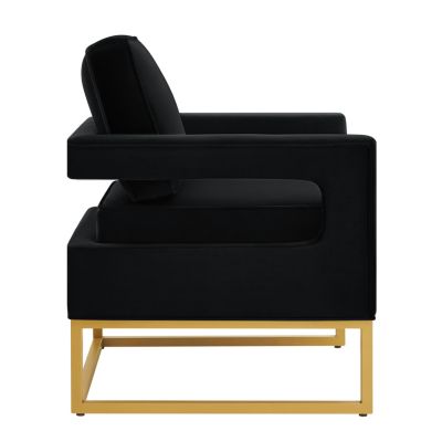  Black Velvet Accent Chair with Gold Metal Base