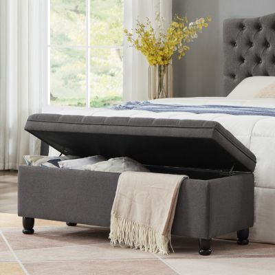 Linen Storage with Wooden Legs Bed Bench