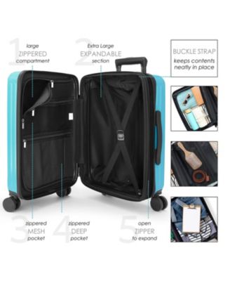 22" Hard Shell Lightweight Carry On Luggage Airline Approved with Smart Organization and Attachable Cosmetic Case