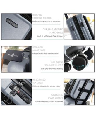 22" Hard Shell Lightweight Carry On Luggage Airline Approved with Smart Organization and Attachable Cosmetic Case