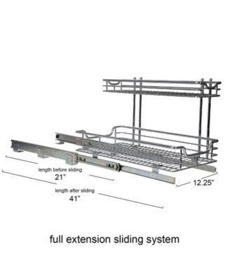 Glidez Multipurpose Chrome-Plated Steel Pull-Out/Slide-Out Storage Organizer for Under Sink or Under Cabinet 2-Tier Design
