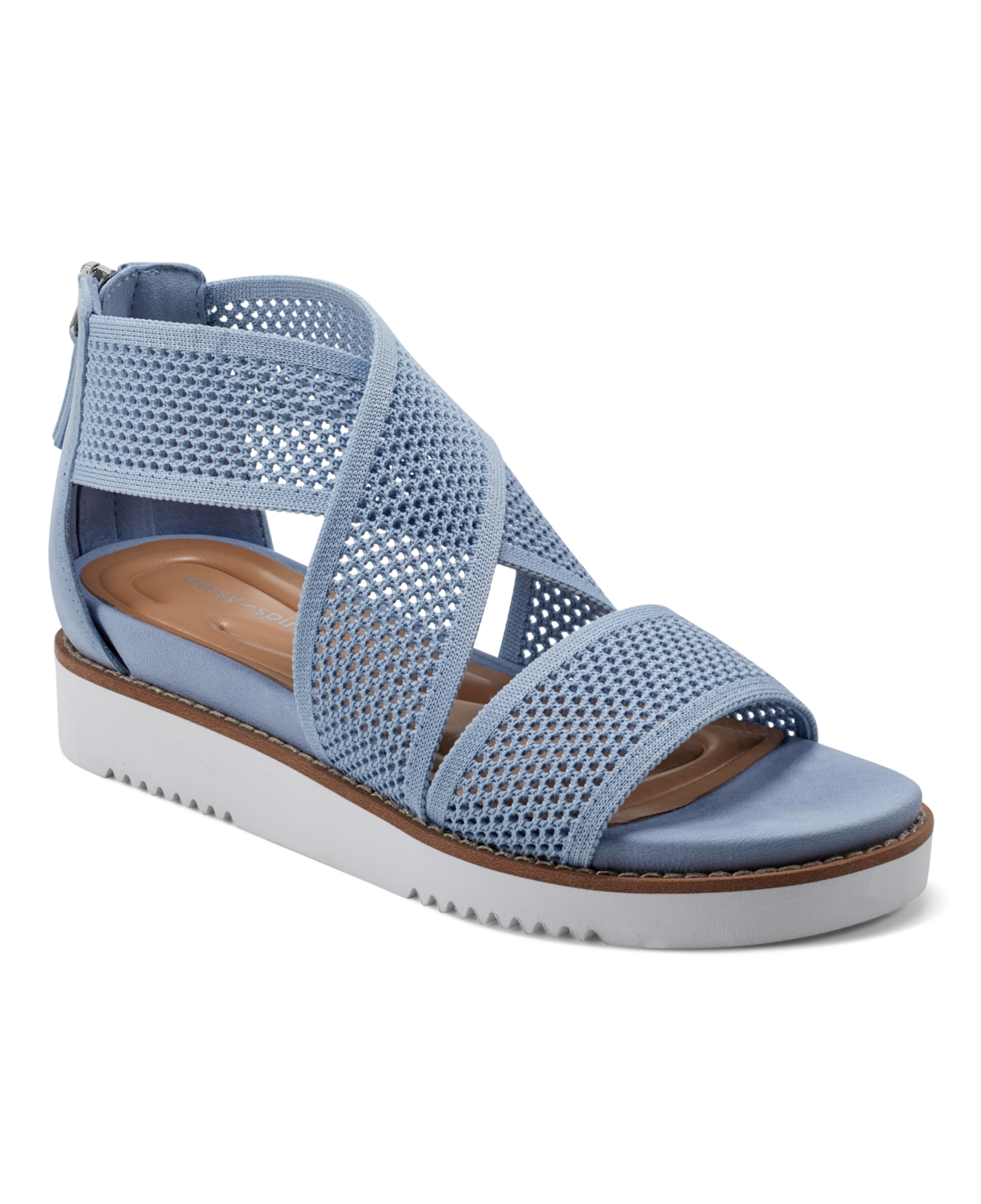 Shop Easy Spirit Women's Wander Round Toe Strappy Casual Sandals In Light Blue
