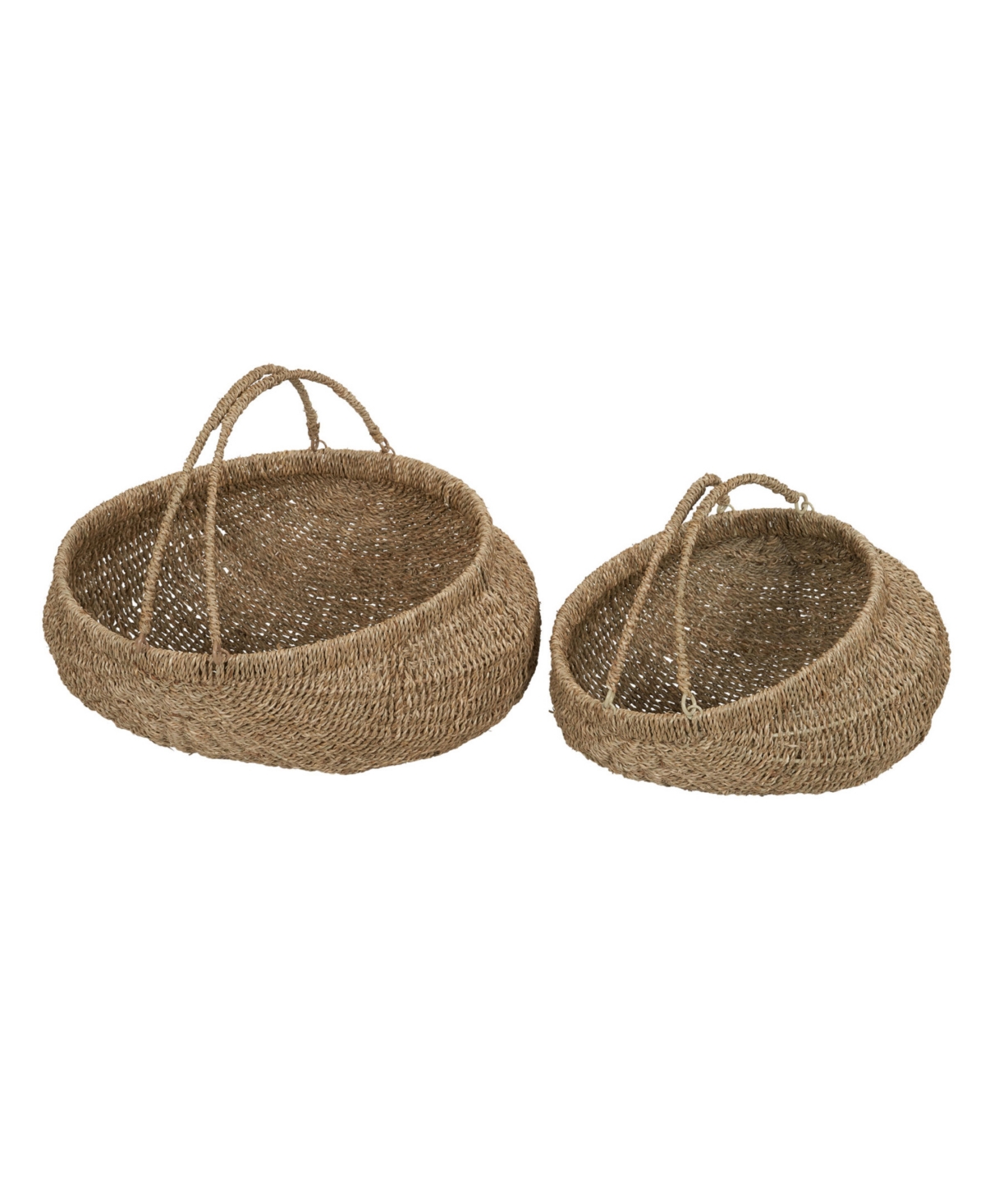 Seagrass Baskets Set of 2 with Handles - Natural