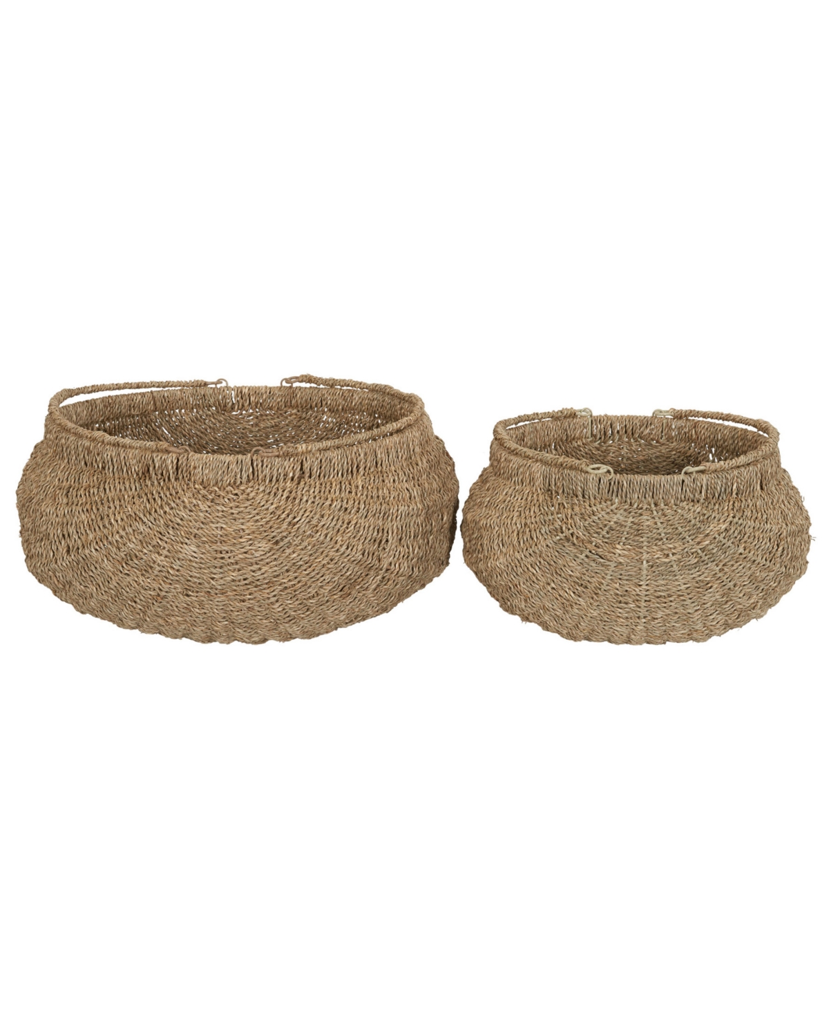 Household Essentials Seagrass Baskets Set Of 2 With Handles In Natural