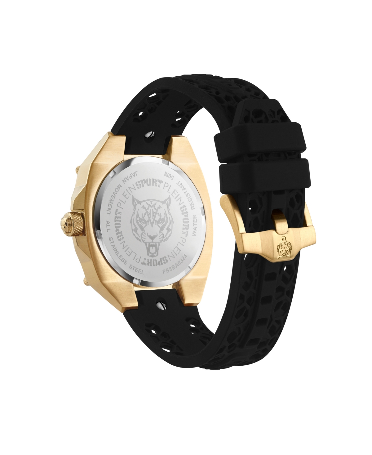 Plein Sport Mens Thunder Force Three Hand Quartz Black Silicone 47mm In Black