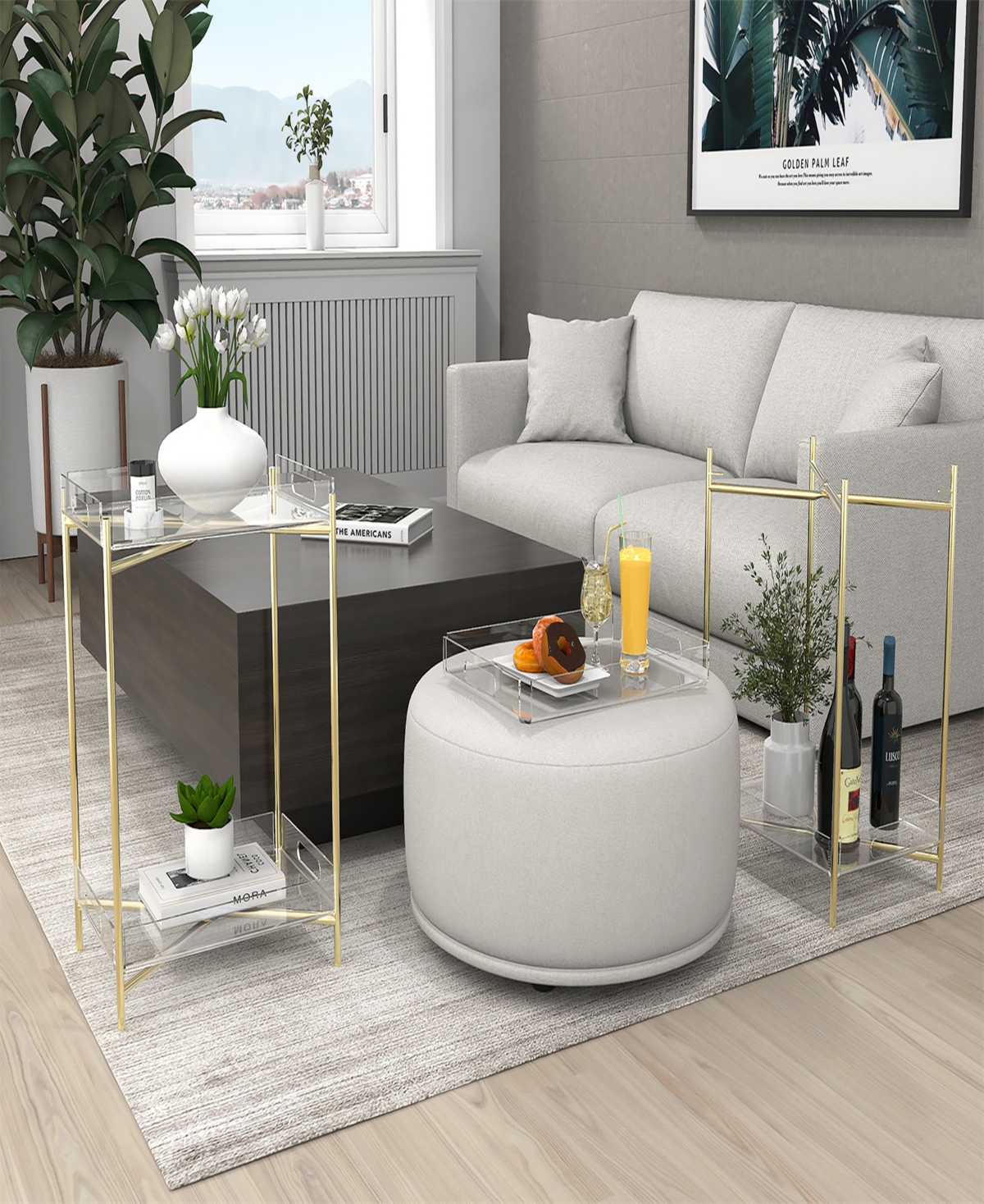 Foxhill Trading Fox Hill Trading Dixon 15" Square Acrylic End Table In Gold