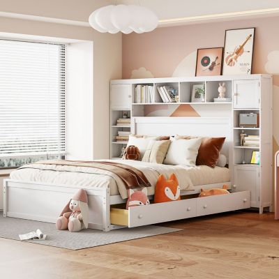Queen Wood Cabinetry Outlets Bed