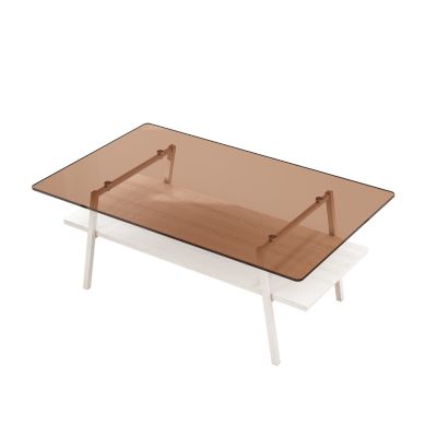  Modern Brown Glass Coffee Table