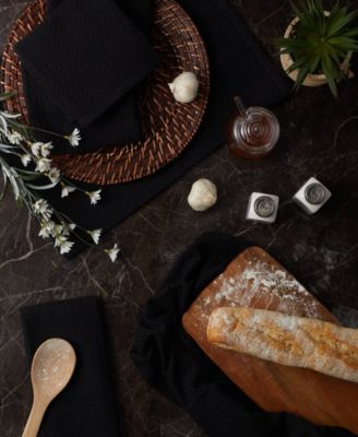 Cotton Kitchen Collection Dishtowel Set, 18x26", Black, 6 Piece