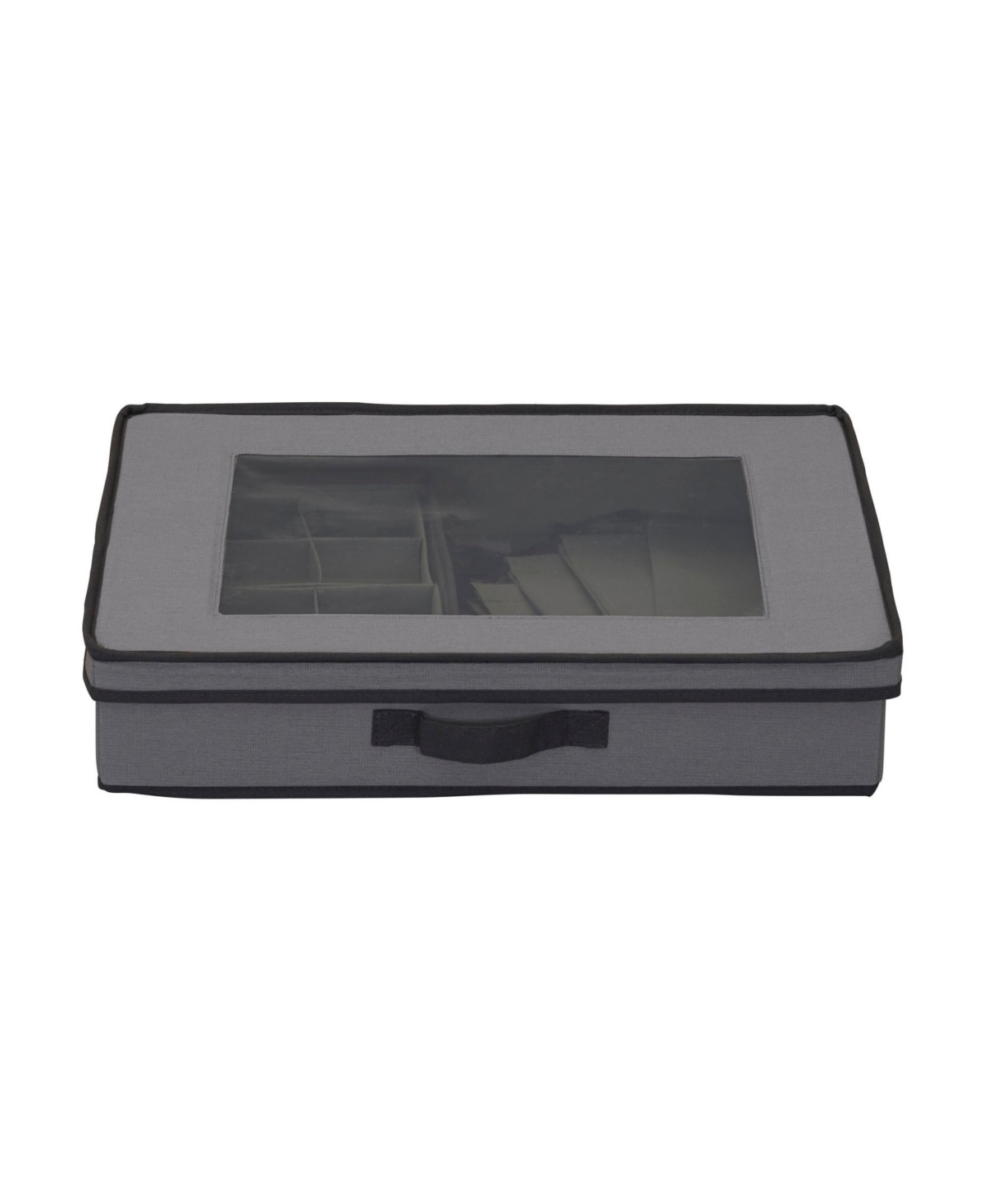 HOUSEHOLD ESSENTIALS TABLETOP STORAGE BOX WINDOWED LID AND FRONT HANDLE 