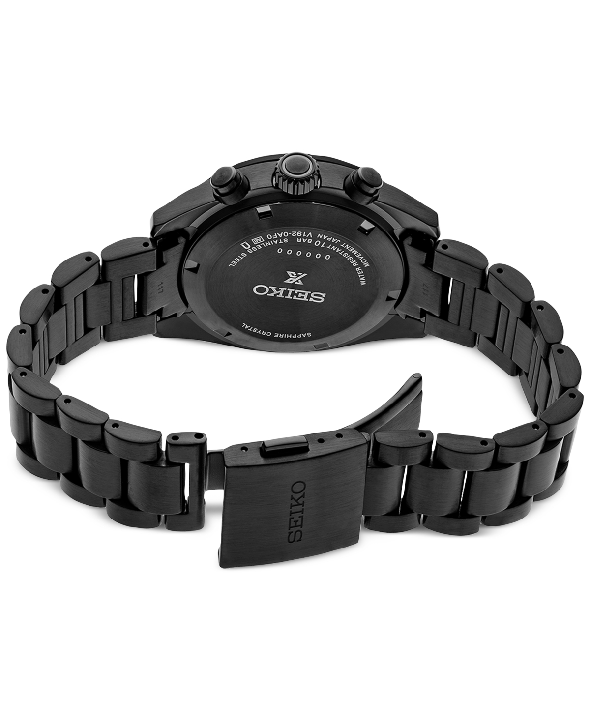 Seiko Men's Chronograph Solar Prospex Speedtimer Black Ion Plated Stainless Steel Bracelet Watch 39mm In Black