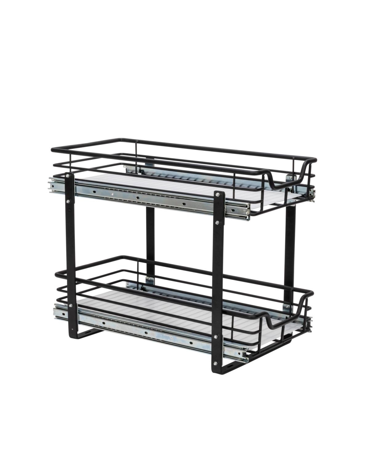 Household Essentials Glidez Multipurpose Paint-Finished Steel Pull-Out/Slide-Out Storage Organizer with Plastic Liners for Under Cabinet 2-Tier Dual-S