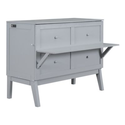  Gray Murphy Bed with USB Port and Shelves