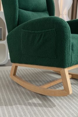 Teddy Fabric Rocking Chair With Packet Wood Legs