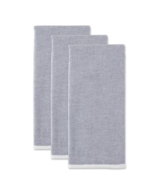 French Terry Collection Kitchen Dishtowel Set, 18x28", French Blue Chambray Solid, 3 Piece