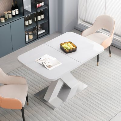 Modern White Square Dining Table with X-Base