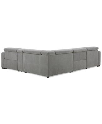 Nevio 5-Pc. Fabric Power Headrest Sectional and Chaise with 2 Power Motion Chairs