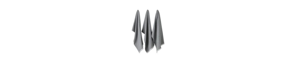 French Terry Collection Kitchen Dishtowel Set, 18x28", Mineral Gray Chambray Solid, 3 Piece - Mineral Gray Chambray Solid