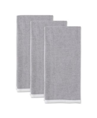 French Terry Collection Kitchen Dishtowel Set, 18x28", Mineral Gray Chambray Solid, 3 Piece