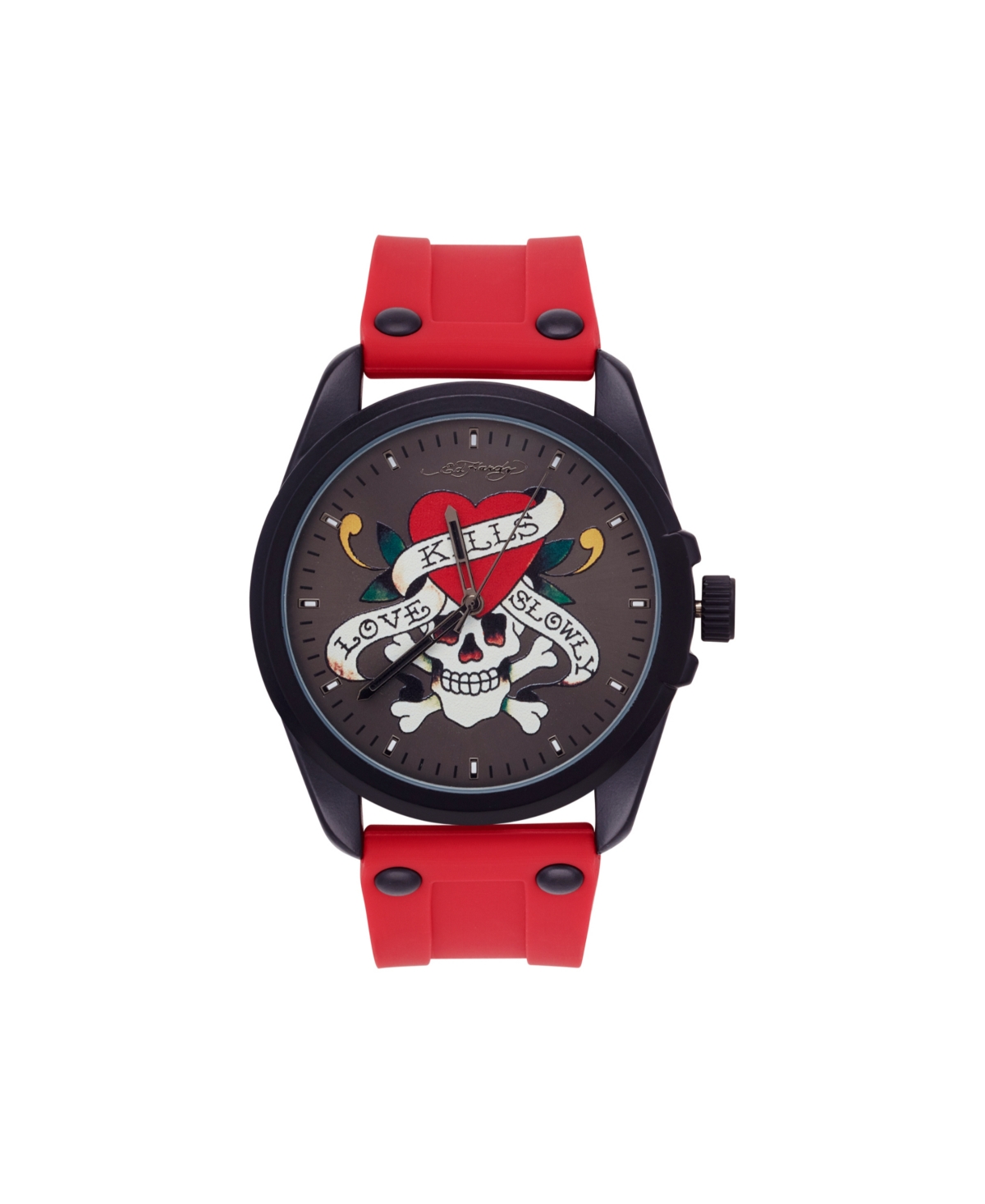 Men's Matte Red Silicone Strap Watch 46mm - Black Sunray, Matte Red