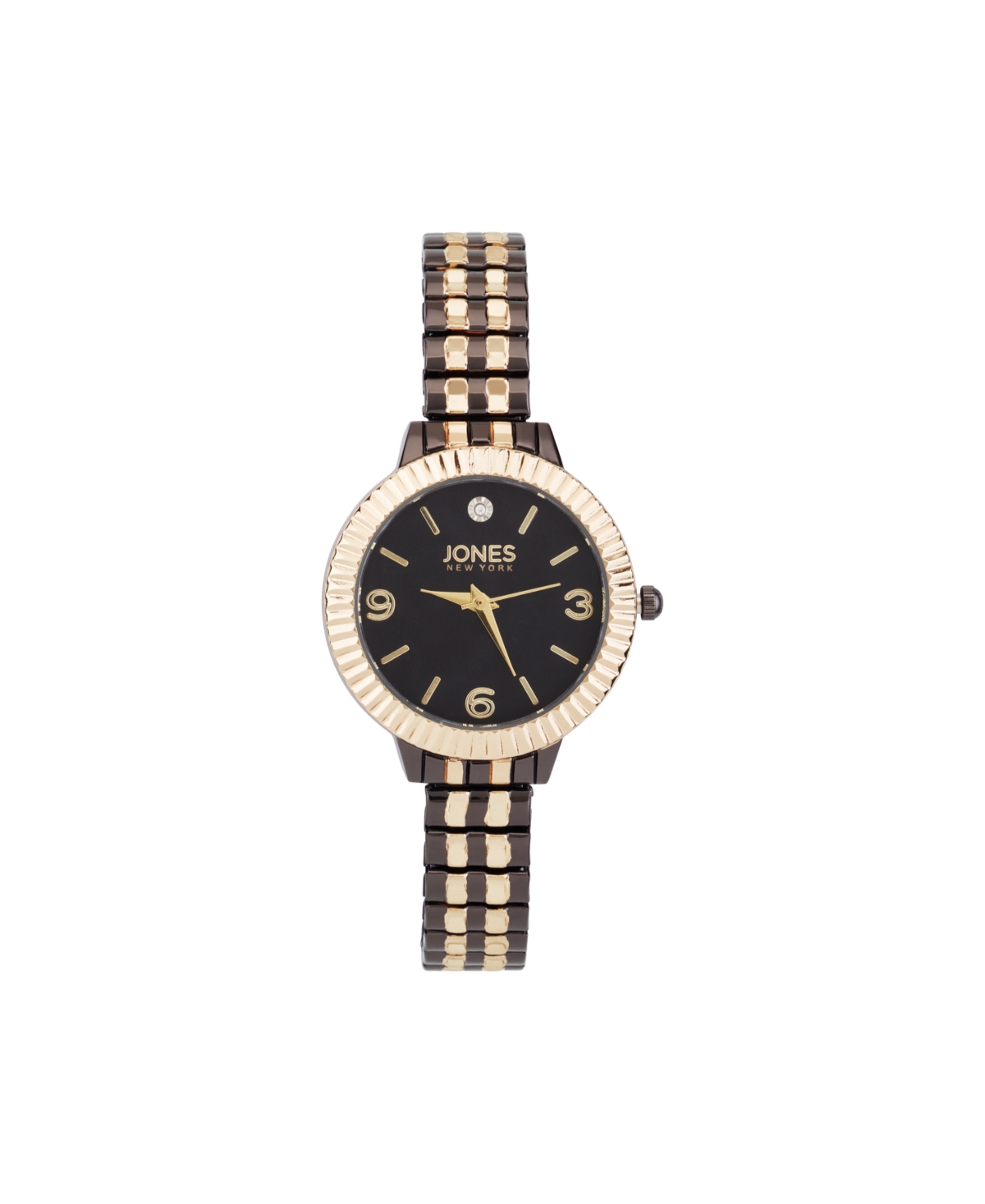 Women's Genuine Diamond Gold-Tone and Black Multi-Link Expansion Metal Bracelet Analog Watch 31mm - Gold-tone