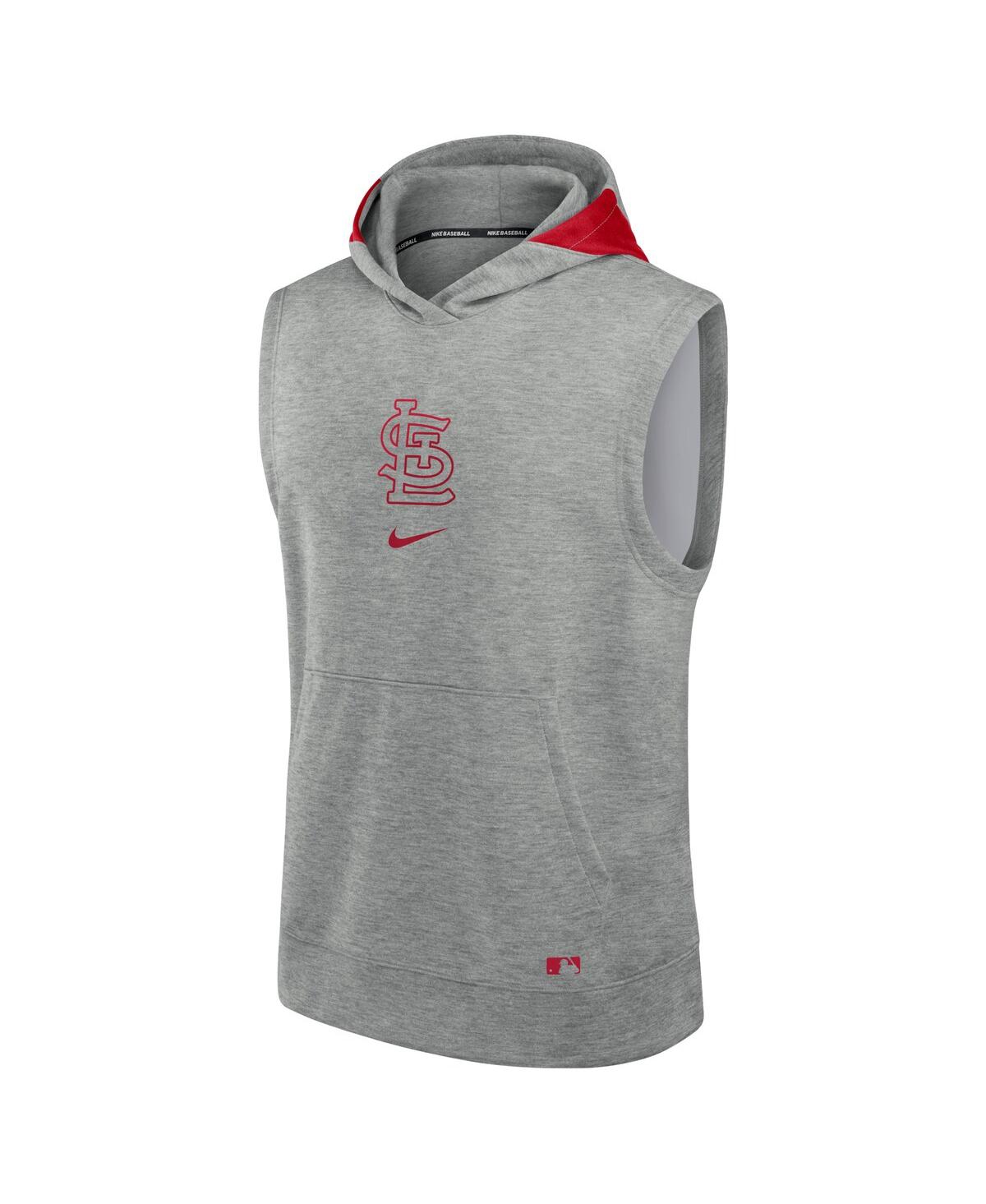 Nike Men'sSt. Louis Cardinals Authentic Collection Early Work Performance Sleeveless Pullover Hoodie - Heather Gray, Red