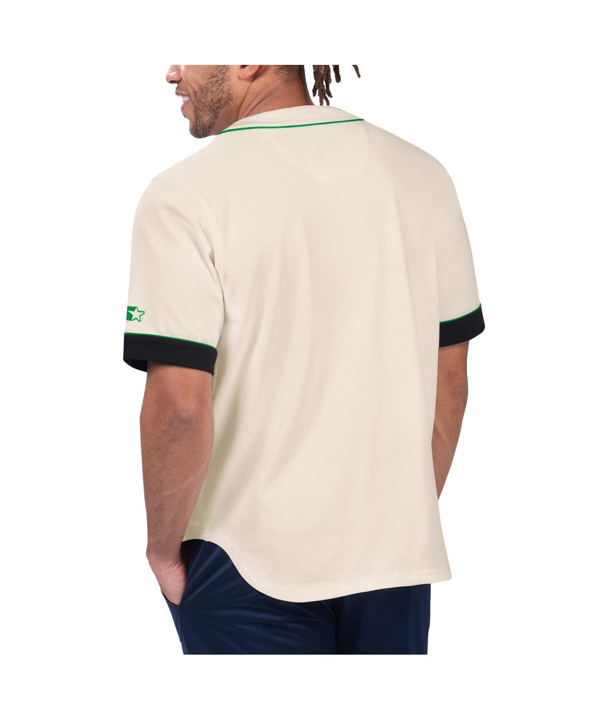 Starter Men's Cream New York Jets Relay Vintage-like Full-button Baseball Top In Cream,gray