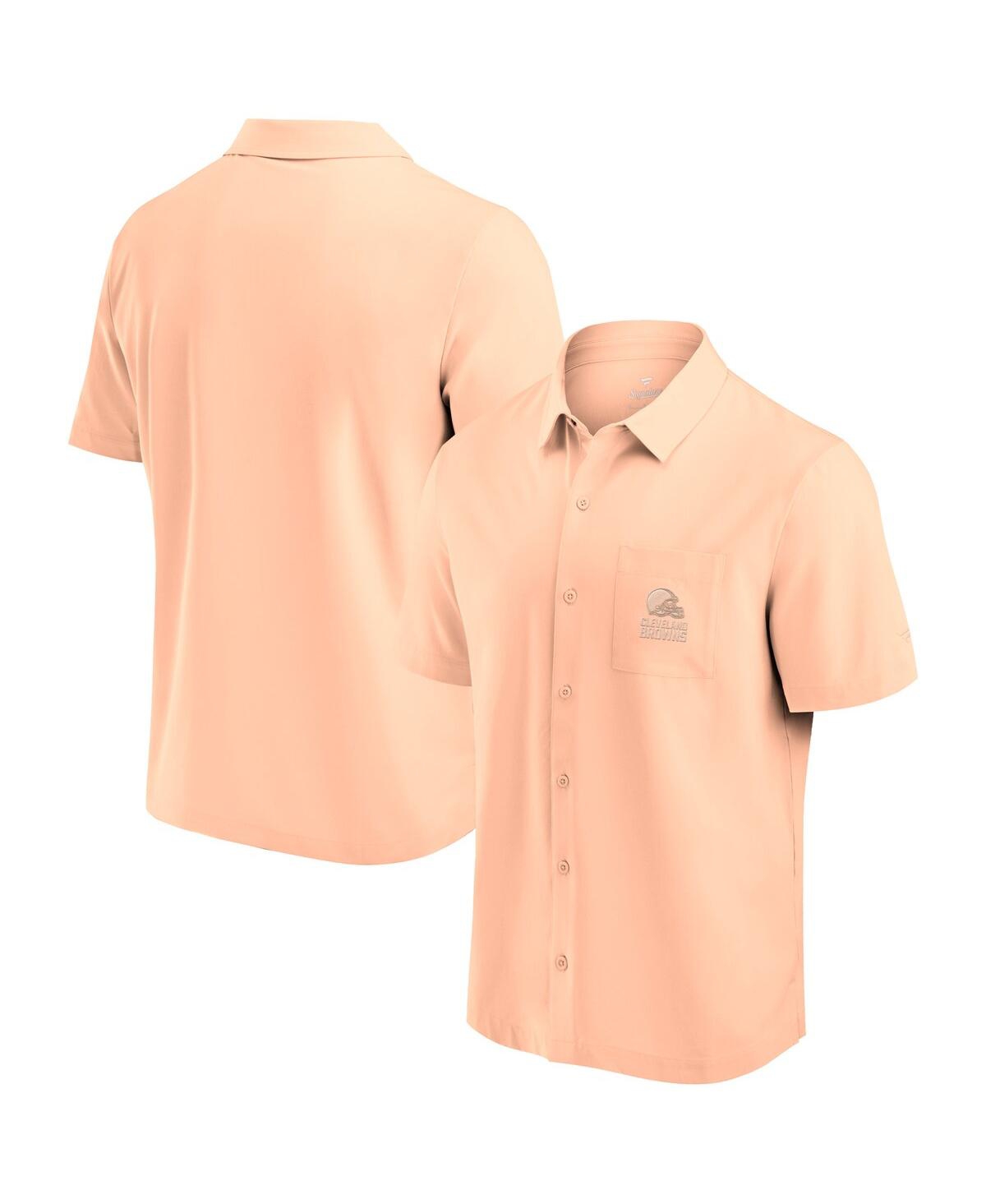 Fanatics Signature Men's Light Pink Cleveland Browns Front Office Button-up Shirt In Coral