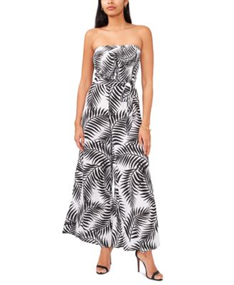 MSK - Women's Strapless Smocked-Top Wide-Leg Jumpsuit