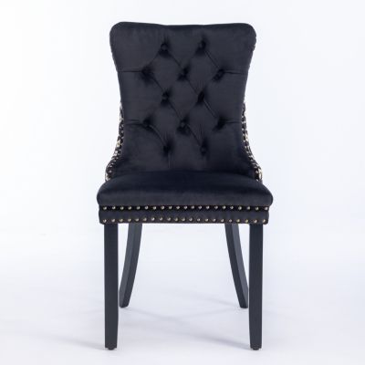 Contemporary Velvet Dining Chairs Set, Black & Patterned
