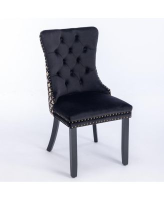Contemporary Velvet Dining Chairs Set, Black & Patterned